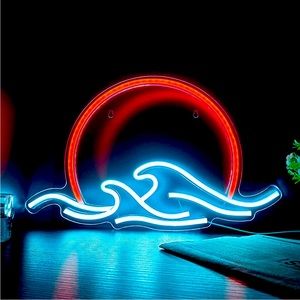 Neon Ocean Wave Sunset Blue Red Light Bedroom Outdoor Indoor Japanese RetroDecor